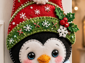 🐧🎄❤️Moldes tutorial gratis tierno pingüino navideño fieltro para decorar 🐧🎄❤️👇