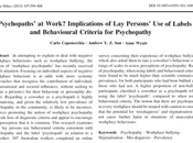 ¿Psicópatas trabajo? Implicaciones etiquetaje personas criterios comportamentales para psicopatía Caponecchia col.