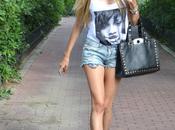 Denim paillettes shorts