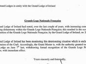 Grandes Logias Irlanda Escocia, retiran reconocimiento Gran Logia Nacional Francesa
