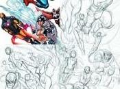 Boceto póster McGuinness para Avengers Plus X-Men