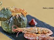 Calabacines niza, rellenos gambas gulas