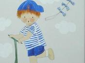 TIENDA KdeKids: Cuadro infantil personalizado Niño patinete cometa.