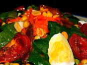 Ensalada espinacas tomates confitados vinagreta miel