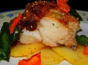 Bacalao Fresco Cebolla Caramelizada, Patata Panadera Chips Verdura