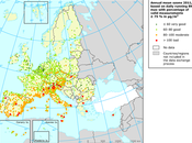 Mapa niveles Ozono aire ambiente (Europa, 2011)