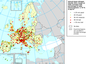 Mapa niveles Dióxido Nitrógeno aire ambiente (Europa, 2011)