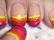 Manicura, arcoiris, reto