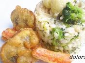 Risotto ramitos queso azul tempura vegetales