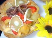 Copa crujiente escalivada anchoas queso cabra