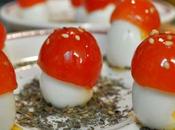 Bosque setas huevos codorniz tomates cherry