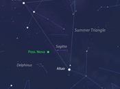 Nueva nova brillante constelación Delfín. Visible prismáticos