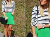 Green skirt.
