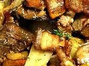 Níscalos boletus asados panceta, patatas toque picante