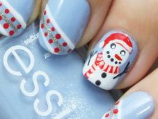 Uñas decoradas muñeco nieve nail