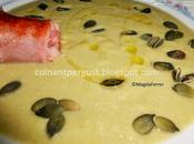 Crema judías verdes pincho butifarra (Olla Chef) (Presentación basada receta Gastronomía Cía)