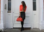 Asymmetric leather skirt orange crop jacket