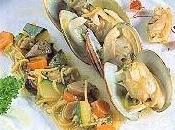 Almejas pedreña fideos verduras