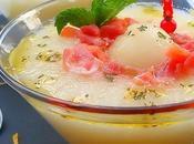 Sopa melón jamón menta