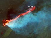 turbulentos flujos campo lava Holuhraun desde satélite