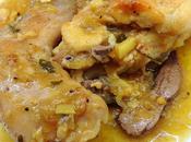Conejo salsa jengibre almendras