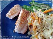 Salmón tirabeques repollo