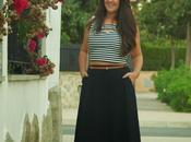 Midi skirt with striped