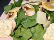 Ensalada espinacas, champiñones salsa mostaza.