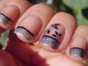 Manicura francesa plateada flores