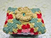 Crochet granny pincushion.