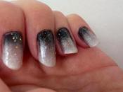 Manicura: Degradado uñas negro blanco glitter