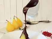 Peras almíbar salsa chocolate pimienta rosa, salsera!!