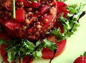 Timbal lentejas ensalada frutos rojos