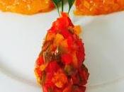 Chutney mango jengibre junto Confit pimientos