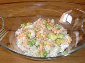 Ensalada gambas aguacate arroz