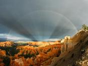 Arcos iris rayos sobre Cañón Bryce