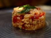 Risotto pollo, tomate albahaca.