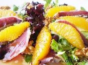Ensalada naranja jamón pato
