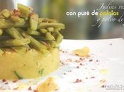 Judías verdes puré patatas polvo jamón