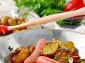 Patatas horno verduras salchichas criollas
