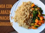 Quinoa calabaza, espinacas espárragos