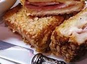 Sándwich jamón, queso copos avena