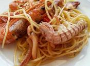 Espaguetis cigalas gambas calamares galeras Spaghetti scampi gamberi