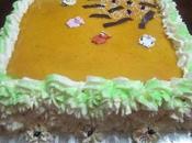 Tarta rellena yema decorada nata