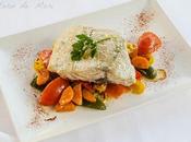 Pámpano papillote verduras aroma azafrán.