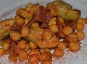 Garbanzos alcachofas jamón