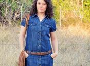 Vestido denim flecos