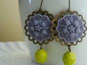 Pendientes antoinette violeta verde oliva