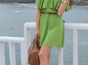 Vestido verde shoulder
