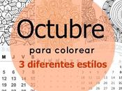 Calendario para colorear OCTUBRE tres diseños